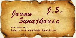 Jovan Sunajković vizit kartica